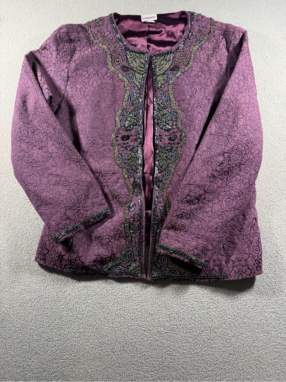 Chico's Beaded Plum Jacket